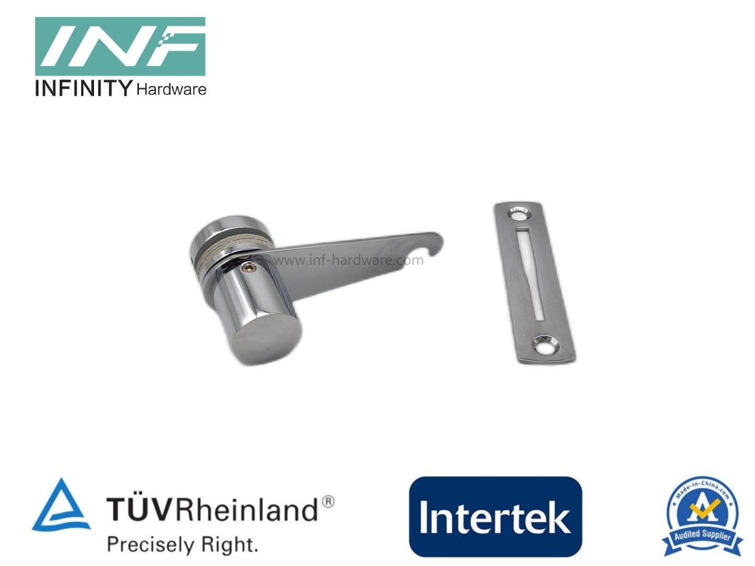 Brass-Stainless-Steel-Latch-Lock-with-Knob-for-Shower-Room-and-Glass-Door-with-to-Wall-Mount-Plate Cerradura-de-pestillo-de-acero-inoxidable-y-latón-con-perilla-para-cuarto-de-ducha-y-puerta-de-vidrio-con-placa-de-montaje-en-pared