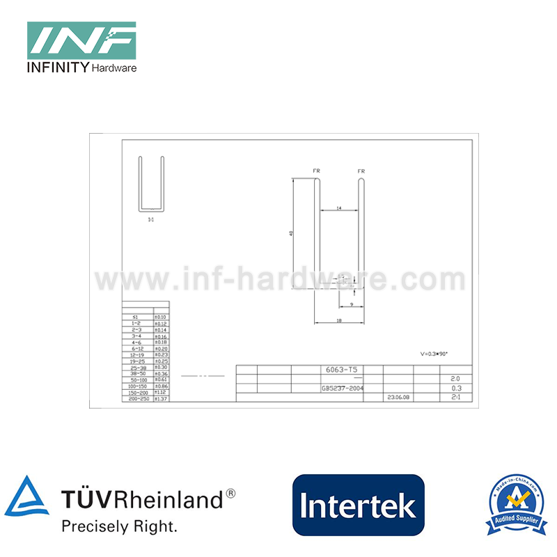 marco de canal de vidrio