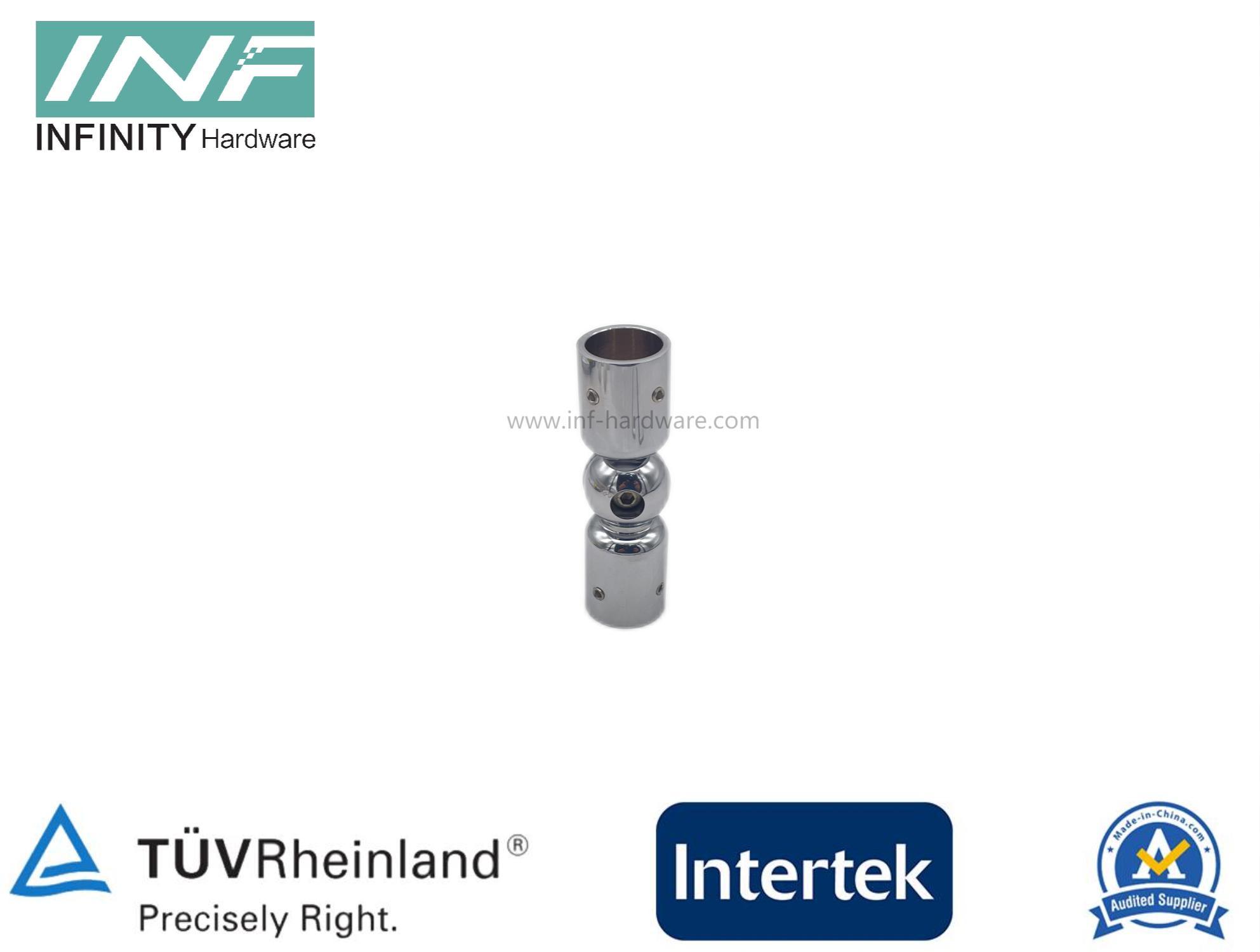 Conector de latón de tubo a tubo para montaje de vidrio con función ajustable y móvil