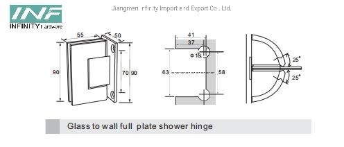 Bisagra de ducha de placa corta de vidrio a pared de latón para montaje de vidrio - Níquel teñido